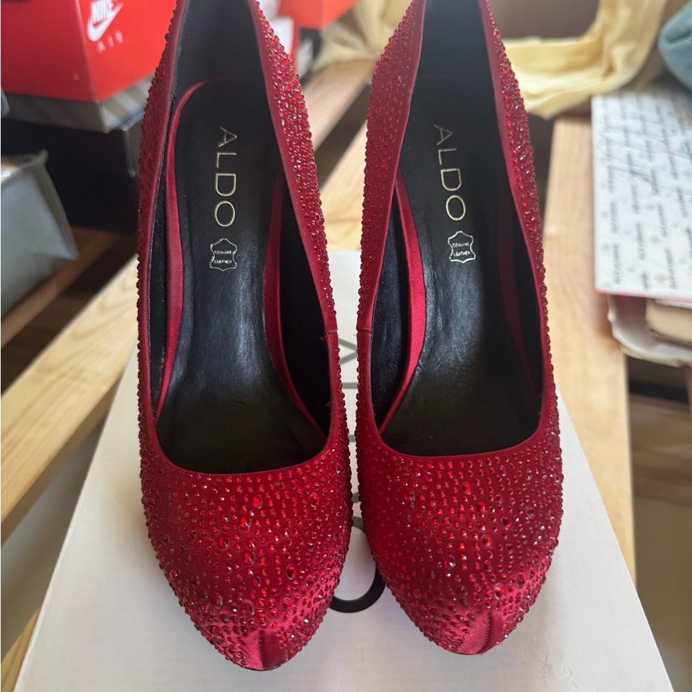 Aldo Red Rhinestone Heels - Picture 4 of 8